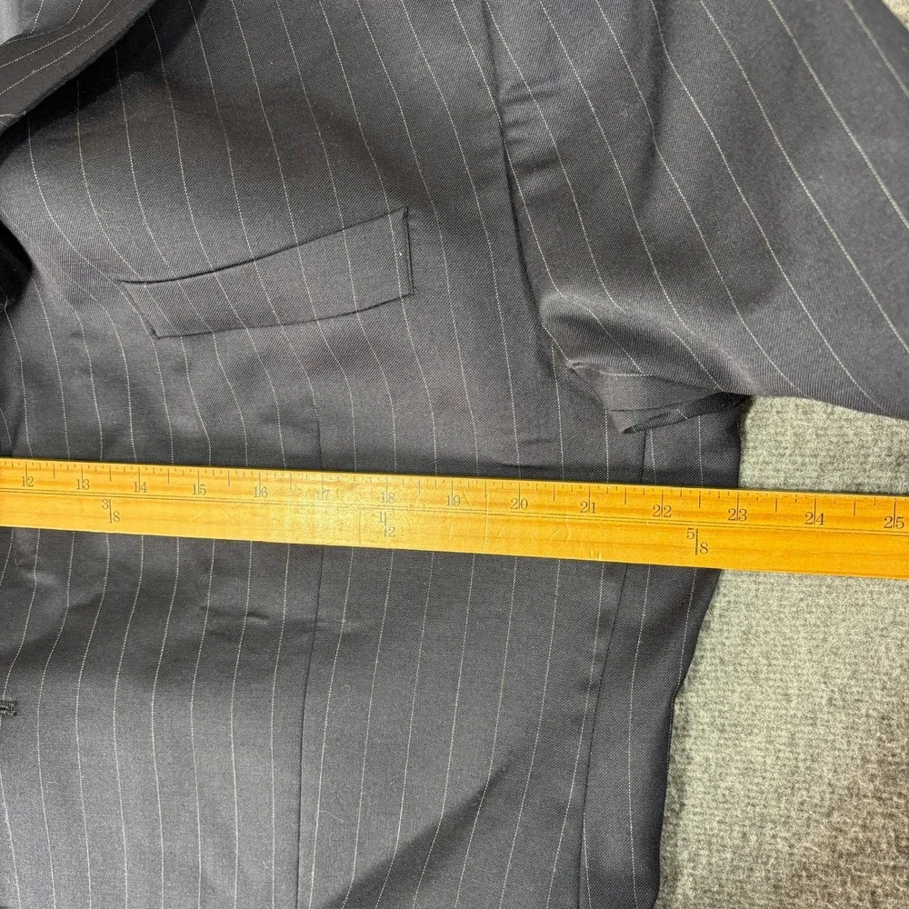 Lauren Ralph Lauren Mens 44R Navy Blue Pinstripe 100% Wool 3-Button Suit 38X30
